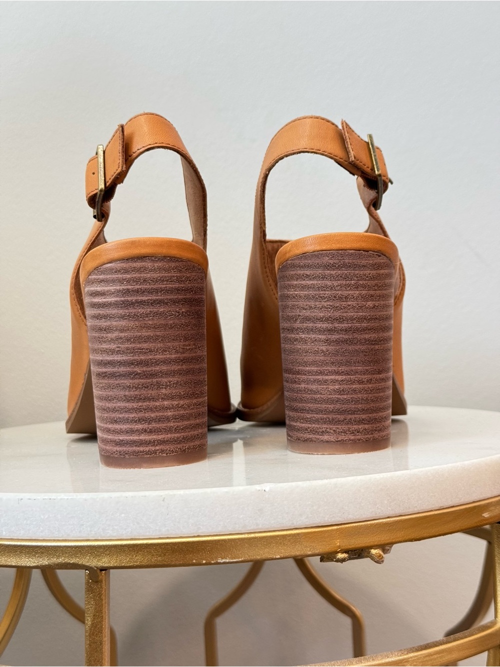 Madewell Cognac Slingback Open-Toe Block Heel Sandals Sz 10 - Picture 7 of 12